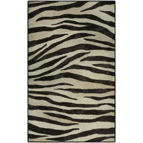 World Menagerie Metzger Zebra Stripes Animal Print Black/Ivory Area Rug